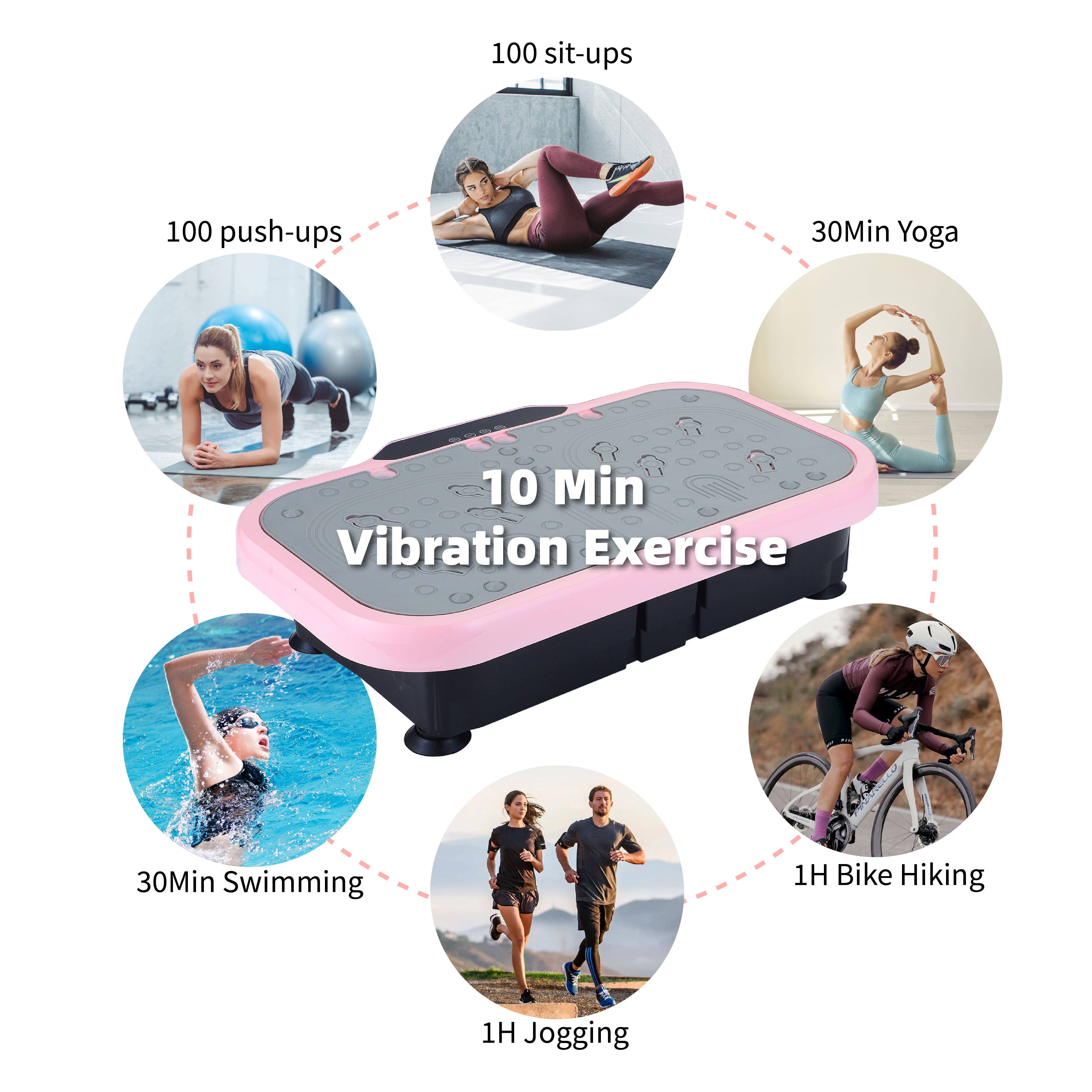 Vibration Plate Fitness Platform With Handle Whole Body Exercise Machine With 120 Speed Levels, Lymphatic Drainage, Fat Burning, And Weight Loss, Perfect For Women, Men, And Home Gym Exercise_voghion.com